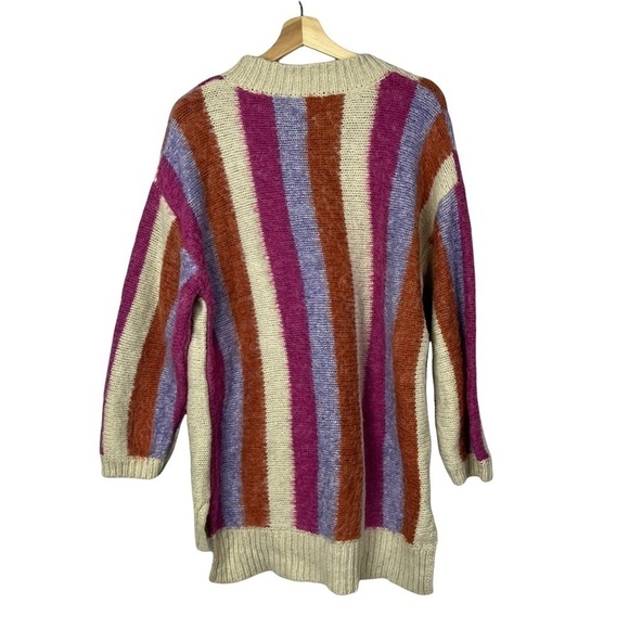 ASOS Moon River Pink & Violet Striped Pullover Hi Low Sweater M - Picture 2 of 5